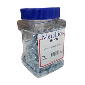 New 100 Metallics JBHC45 3/8-16 X 1 Hex Bolt Steel Zinc Sealed Plastic Jar